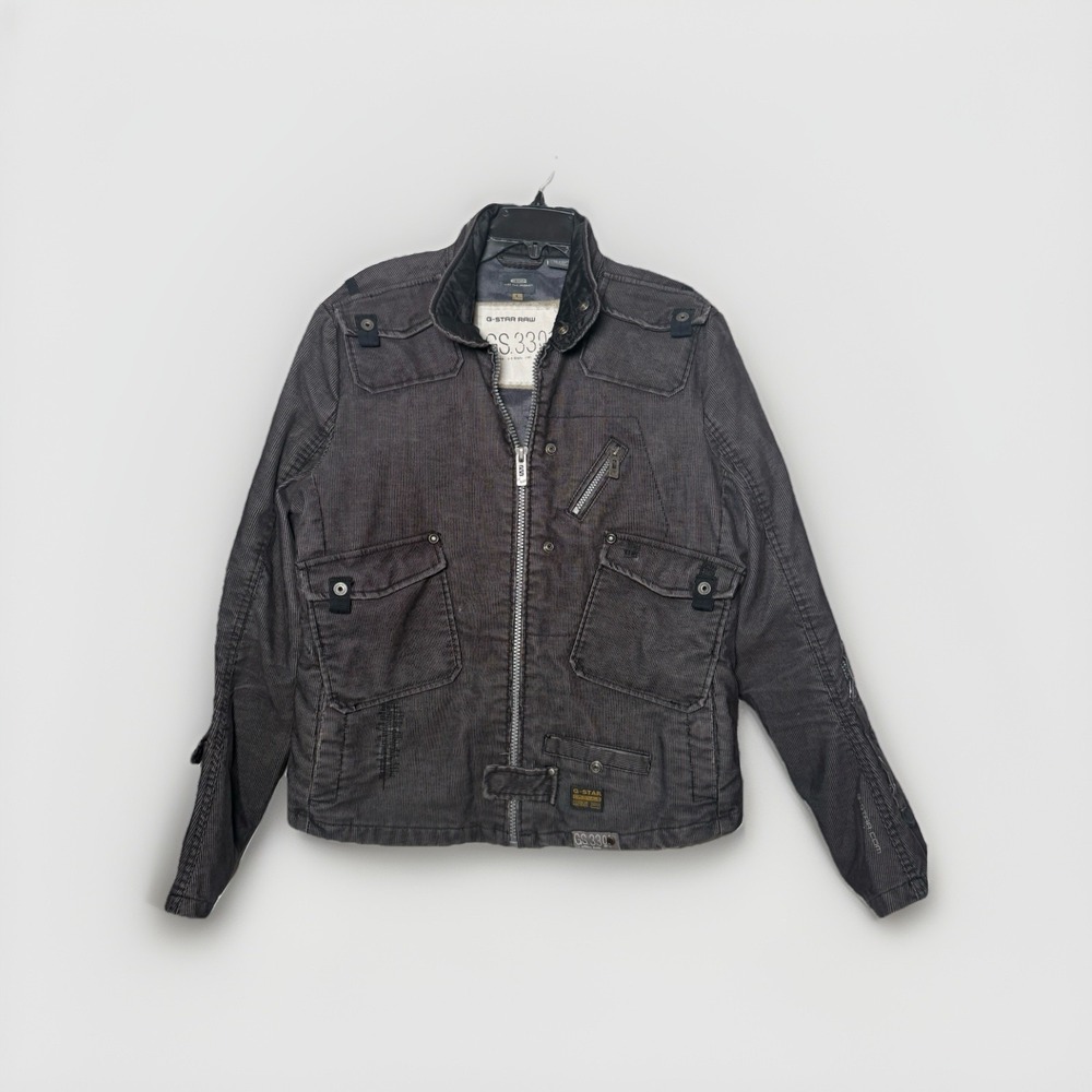 G Star Raw Unique Vintage Denim Moto Jacket Large Y2K‎ Grunge Zippers